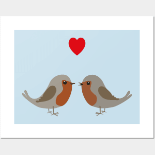 Two cute robins Posters and Art